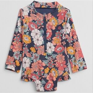 Floral Print Baby One-Piece RashGuard